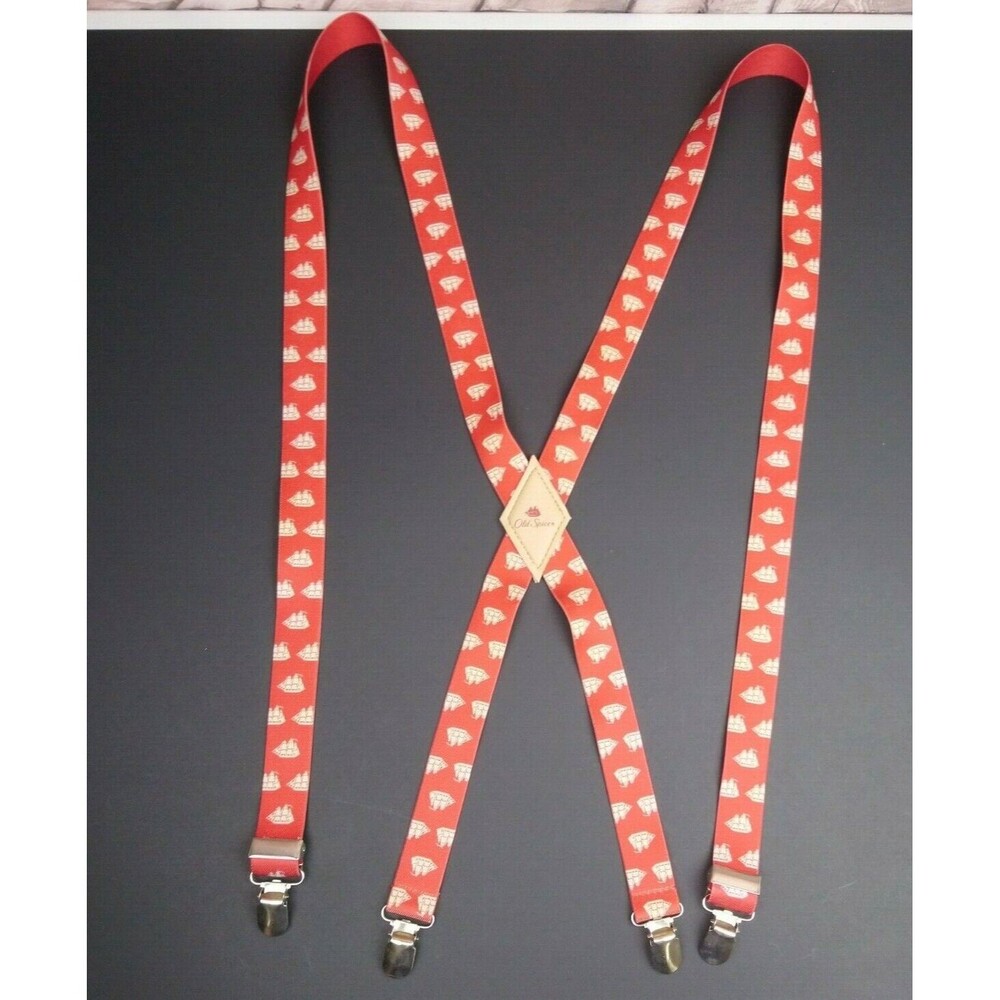 Old Spice Suspenders Sail Boats Red